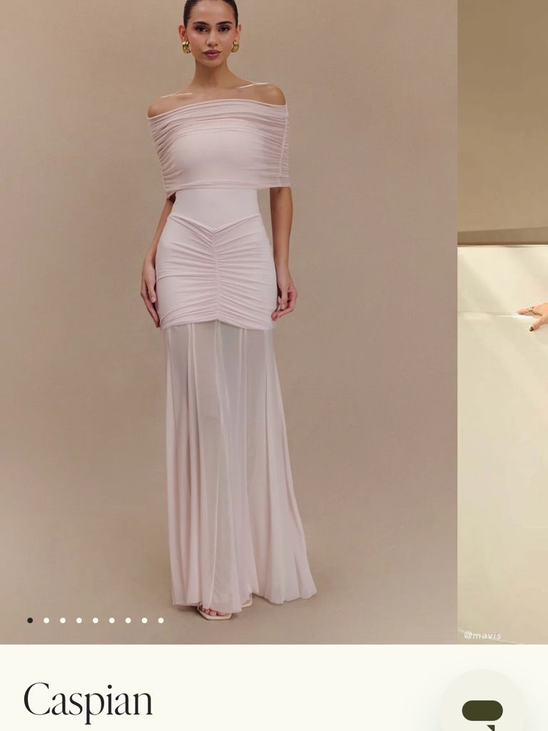 Meshki Blush One-Shoulder Ruched Evening Gown